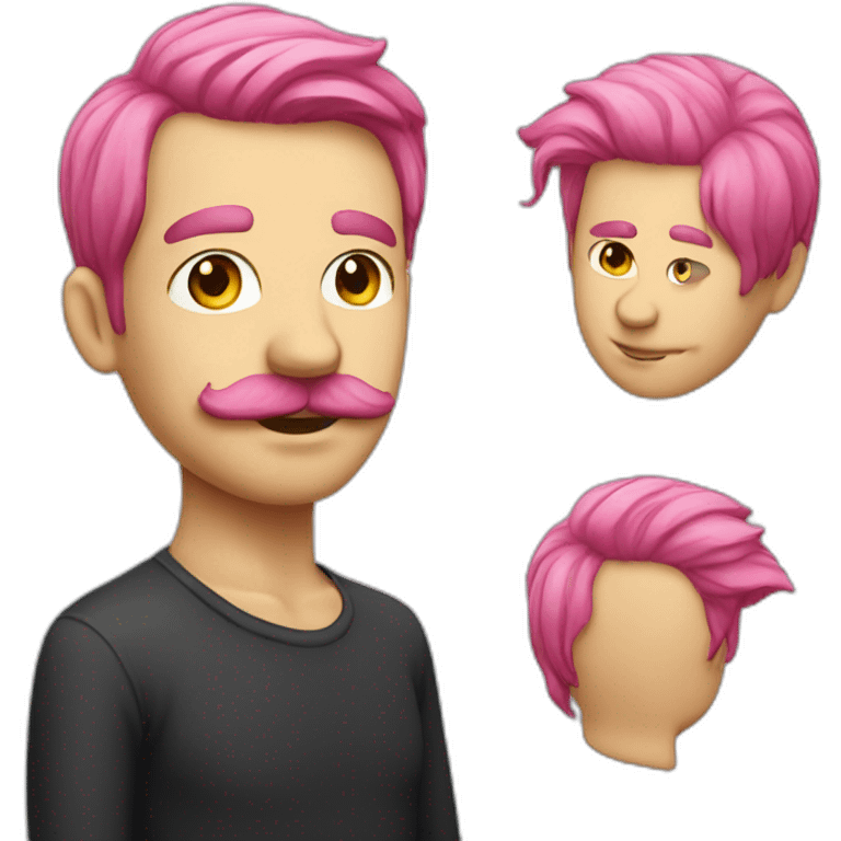 an man with pink hair and a big moustache emoji