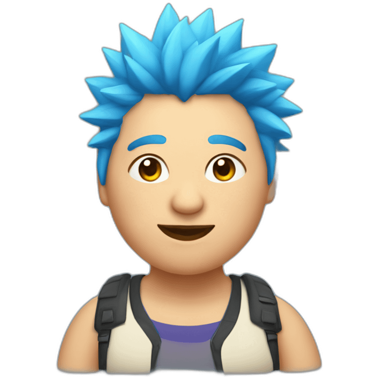 Older fat lesbian Chilean very short spiky bright blue hair emoji