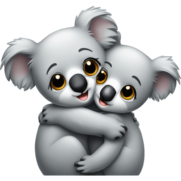 a male and a female koala bear hugging emoji