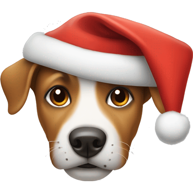 Dog wearing Christmas hat emoji