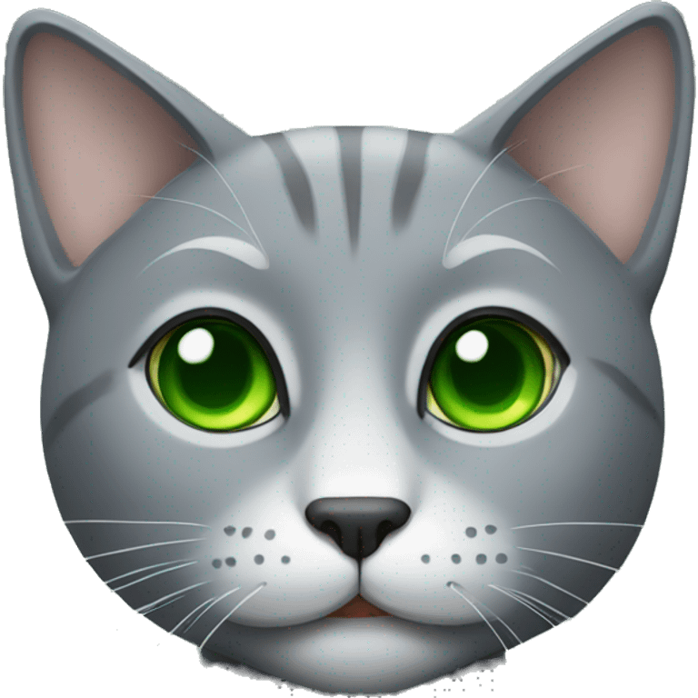 Grey cat with green eyes emoji