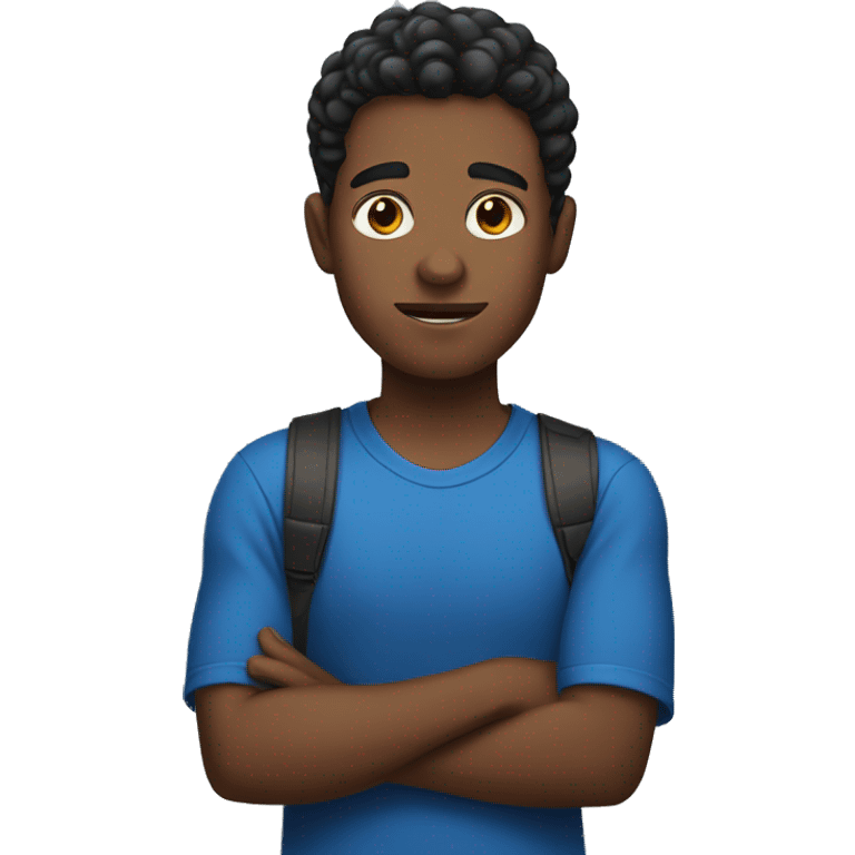 dark brown young man in blue top emoji