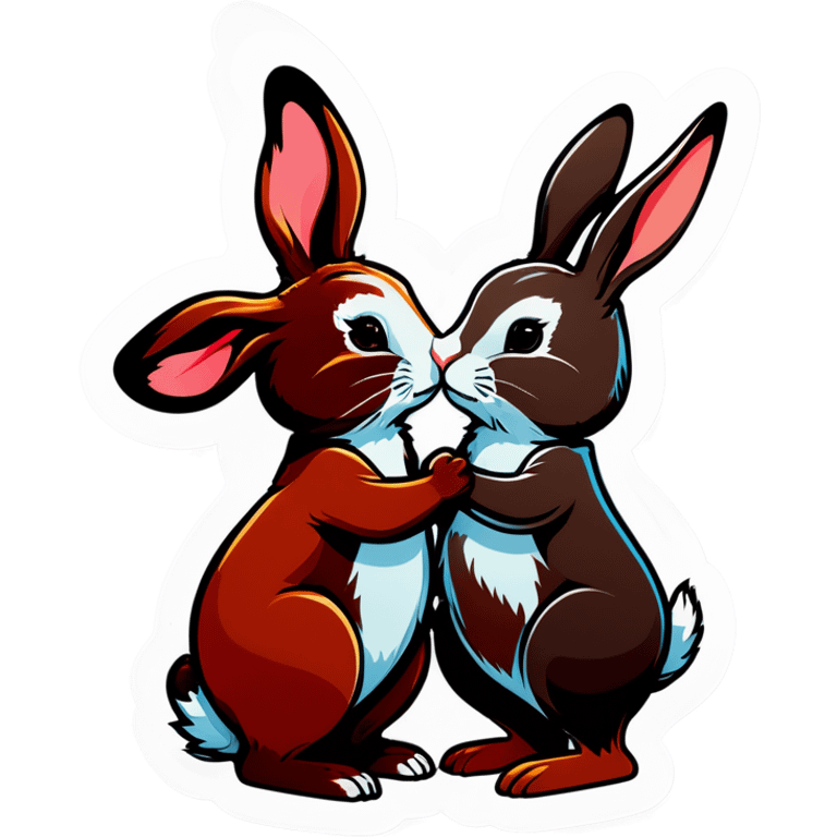 Kissing rabbits cartoon emoji