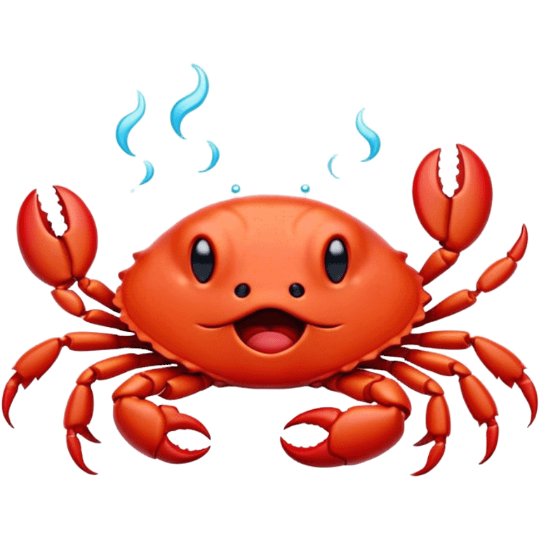 Cinematic Cute Yawning Red Crab Portrait Emoji, Head tilted slightly with a dramatic, wide-open yawn, showcasing a vivid, scarlet exoskeleton with softly drooping antennae and eyes half-closed in drowsy contentment, Simplified yet irresistibly adorable features, highly detailed, glowing with a soft, cozy oceanic glow, high shine, relaxed yet expressive, stylized with a dash of whimsical seaside charm, soft glowing outline, capturing the essence of a drowsy yet affectionate red crab that appears ready to scuttle out for a nap! emoji