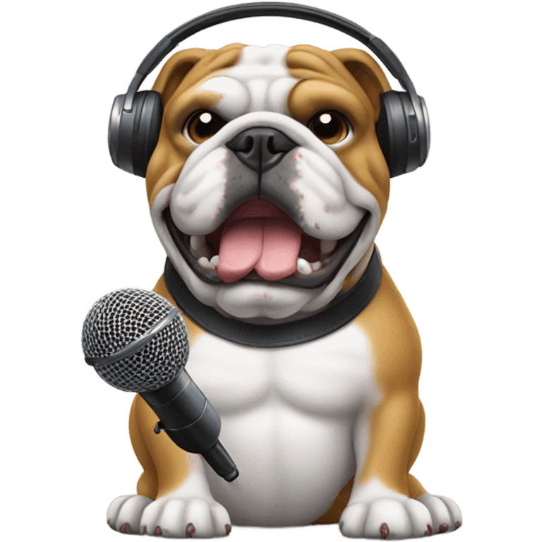 bulldog with a microphone and in headphones emoji