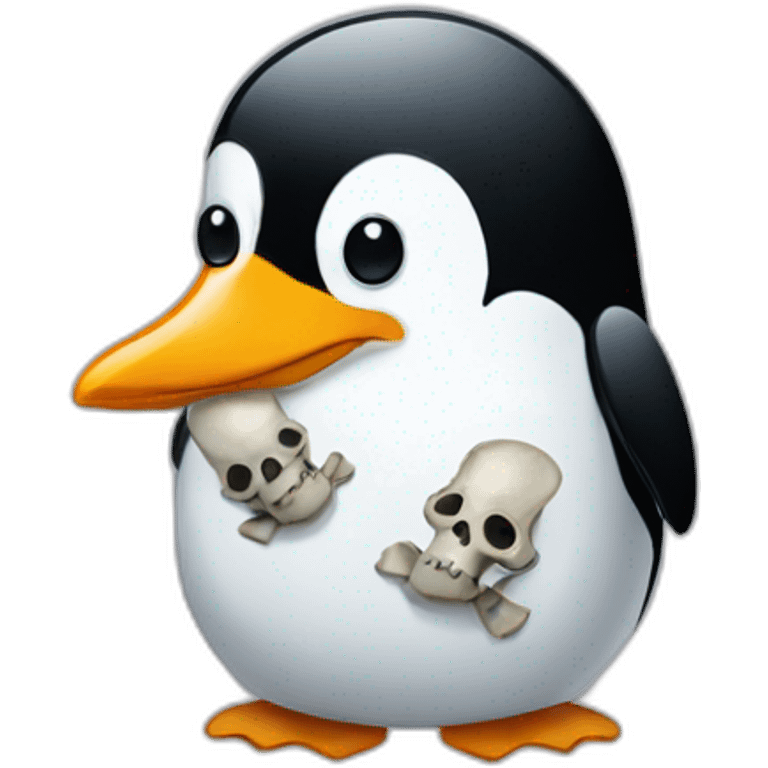 penguin carrying skull emoji