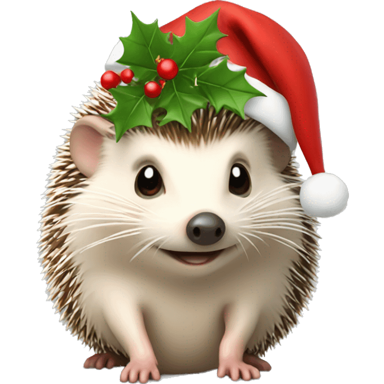 Hedgehog with Christmas hat emoji