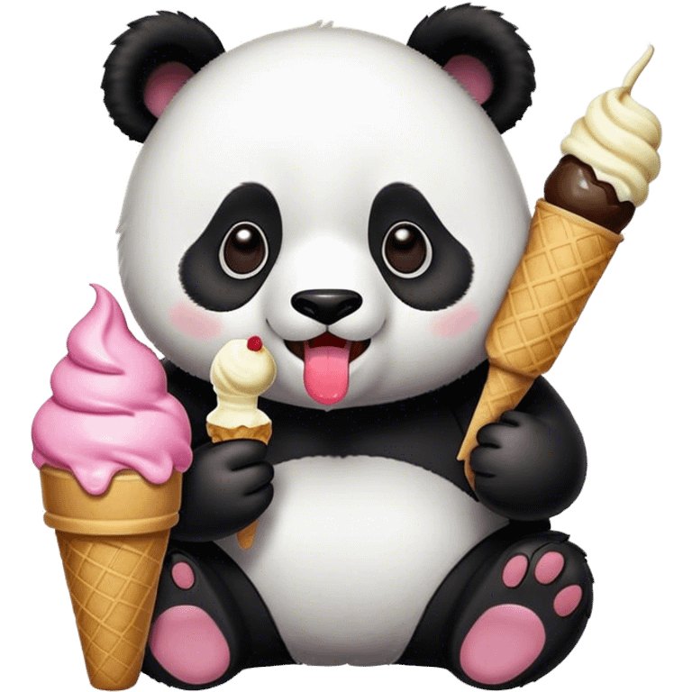 Panda eating ice cream emoji