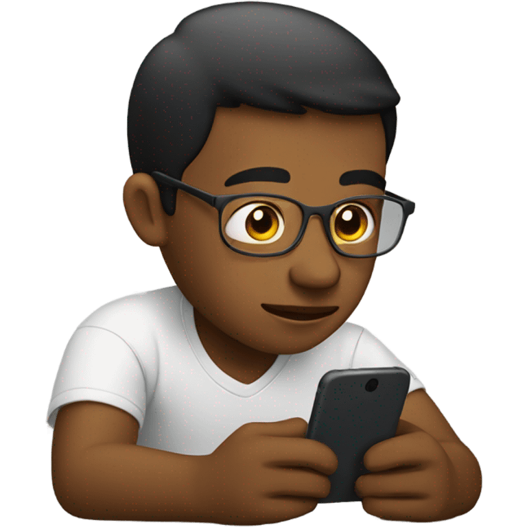 sitting boy with smartphone indoors emoji