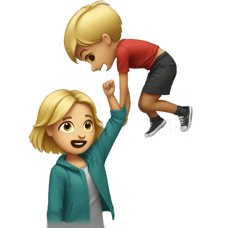 girl dabbing a boy's head emoji