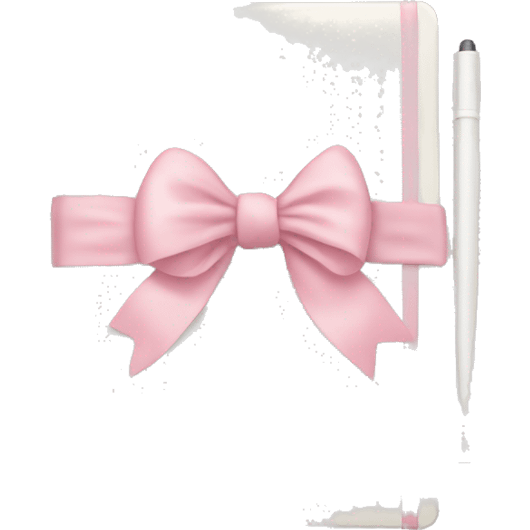 white notebook with a light pink bow emoji