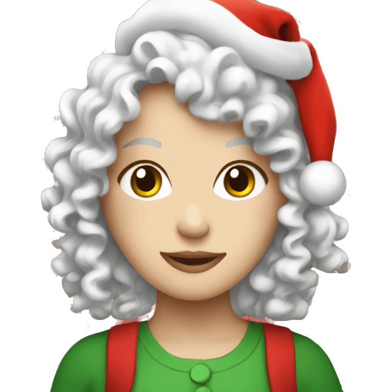 curly white girl with a christmas hat emoji