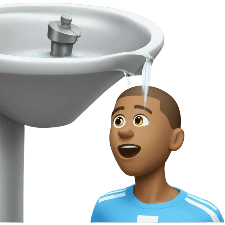 mbappe drinking from a water fountai emoji