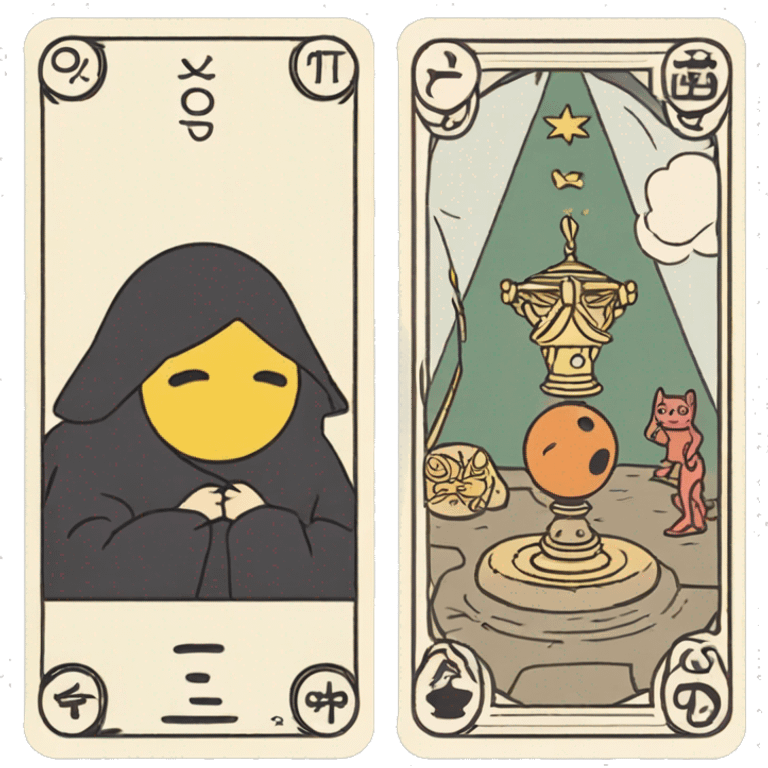 tarot card with ghibli studio emoji