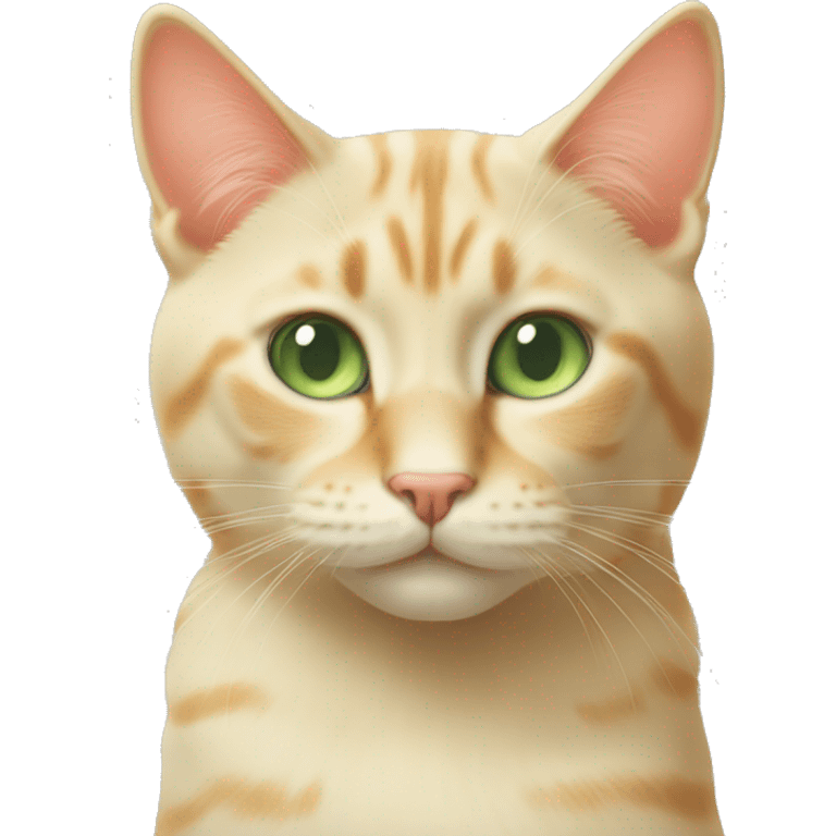 Blonde cat with sage green eyes and a salmon colored nose emoji