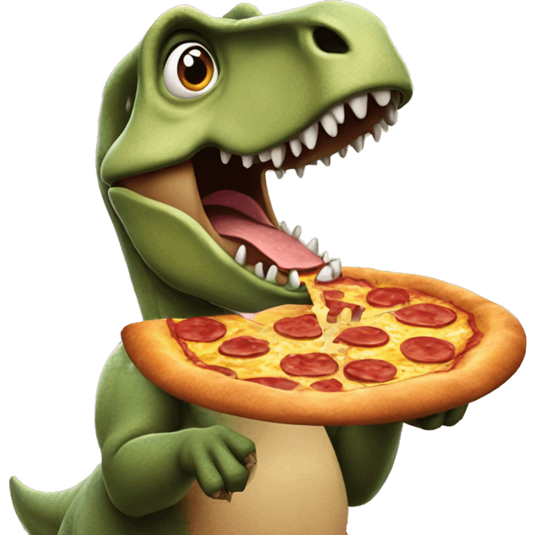 Dinosaur eating pizza emoji