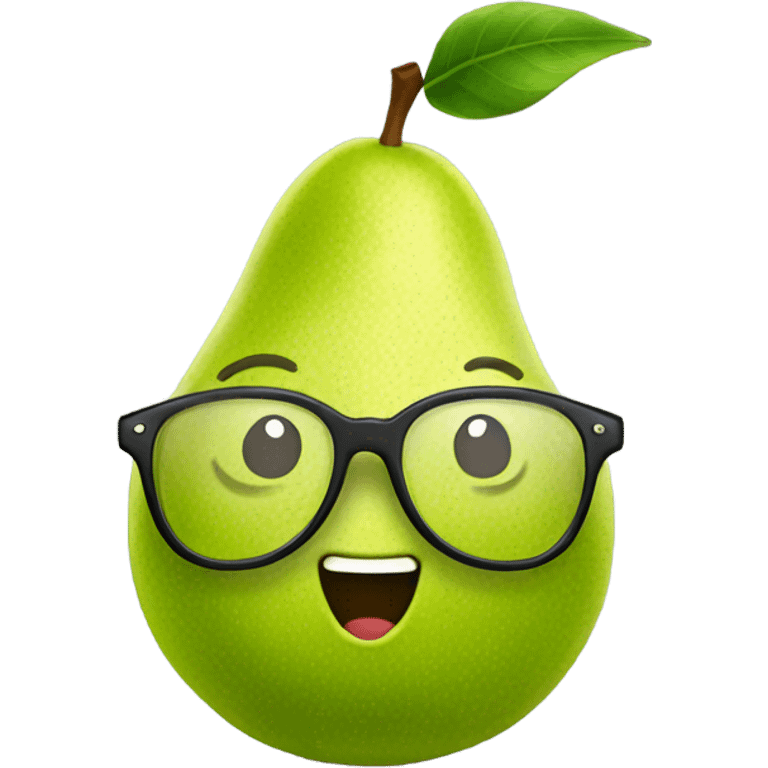 Cute Pear Fruit with glasses emoji