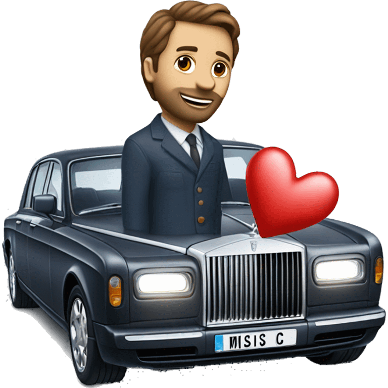 man with brown hair hold heart in the ice cube near rolls royce that has car nuber "miss you"   emoji