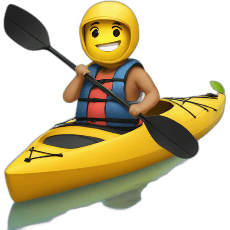 Strong person paddling a kayak on a lake emoji