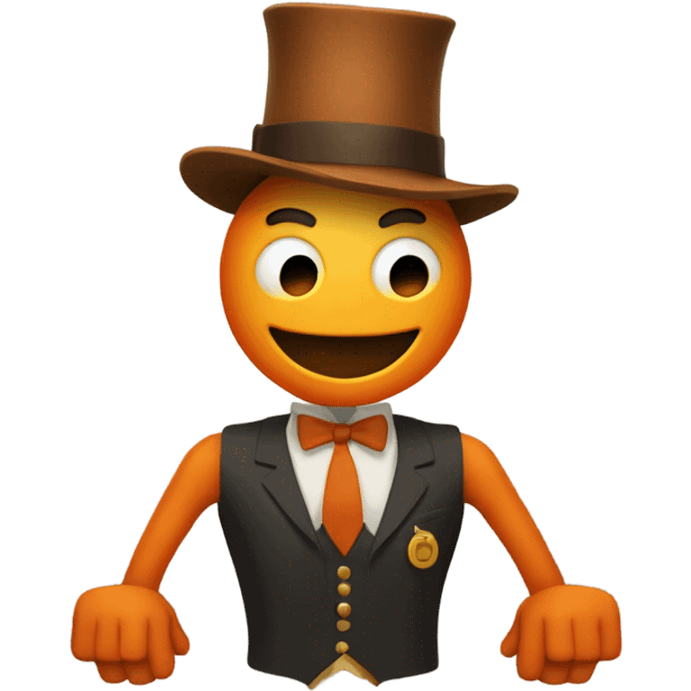 Like all felt friends, Freddy has a circle head and a pair of rectangle arms and legs (all of which are gold), and a square body (which is orange) like most felt boys emoji