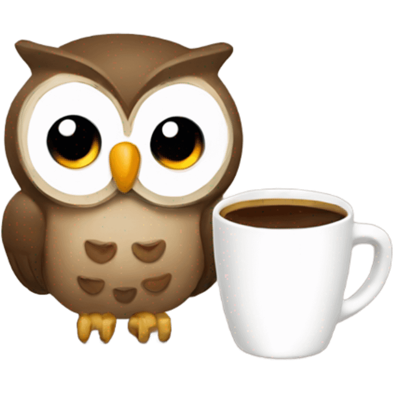 Owl and coffee emoji