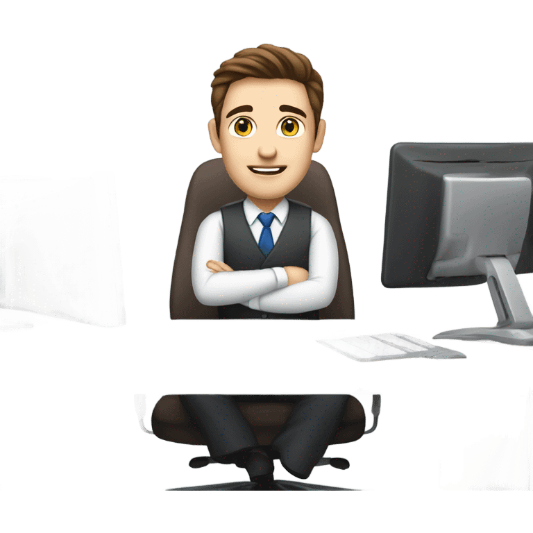 Office guy with brown hair and white skin and a cubicle emoji