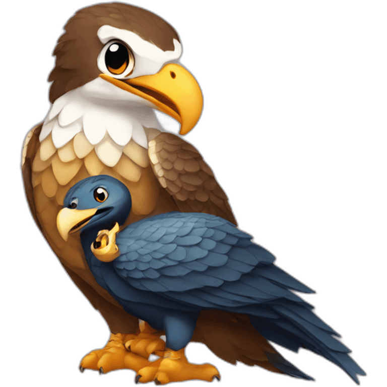 Cute snake hugs the eagle emoji