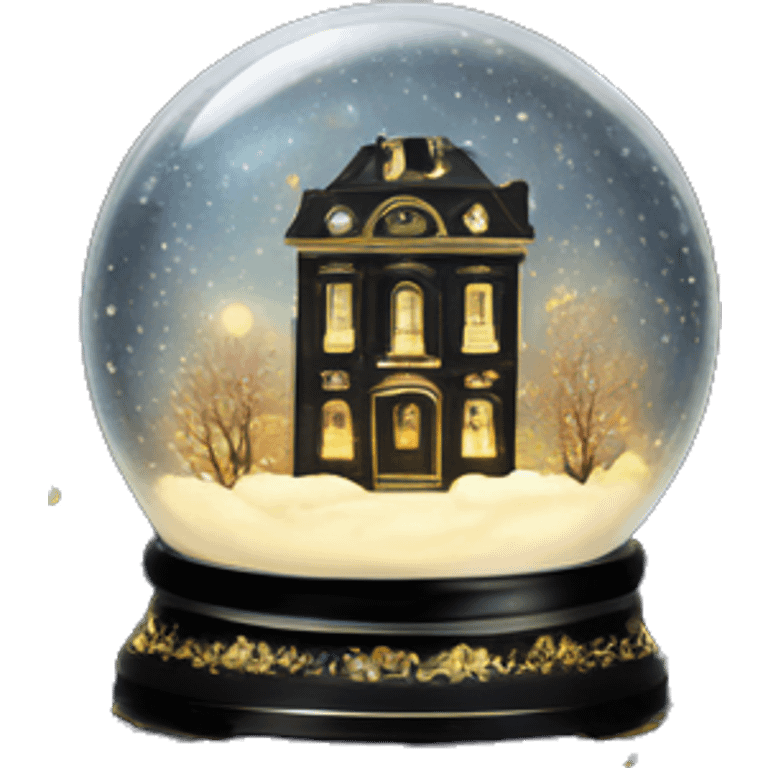 vintage black rococo night sky snow globe emoji