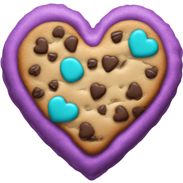 Purple teal chocolate chip heart cookie emoji