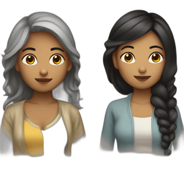 Lesbian couple one is north African the other asian emoji