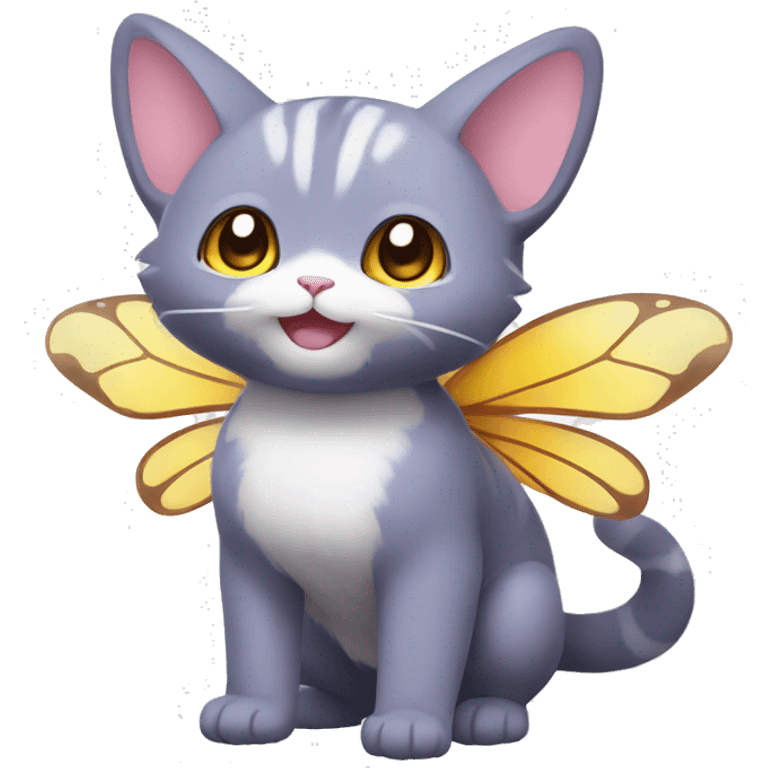 Kawaii Butterfly-Cat-Pokémon-Fakémon Full Body emoji