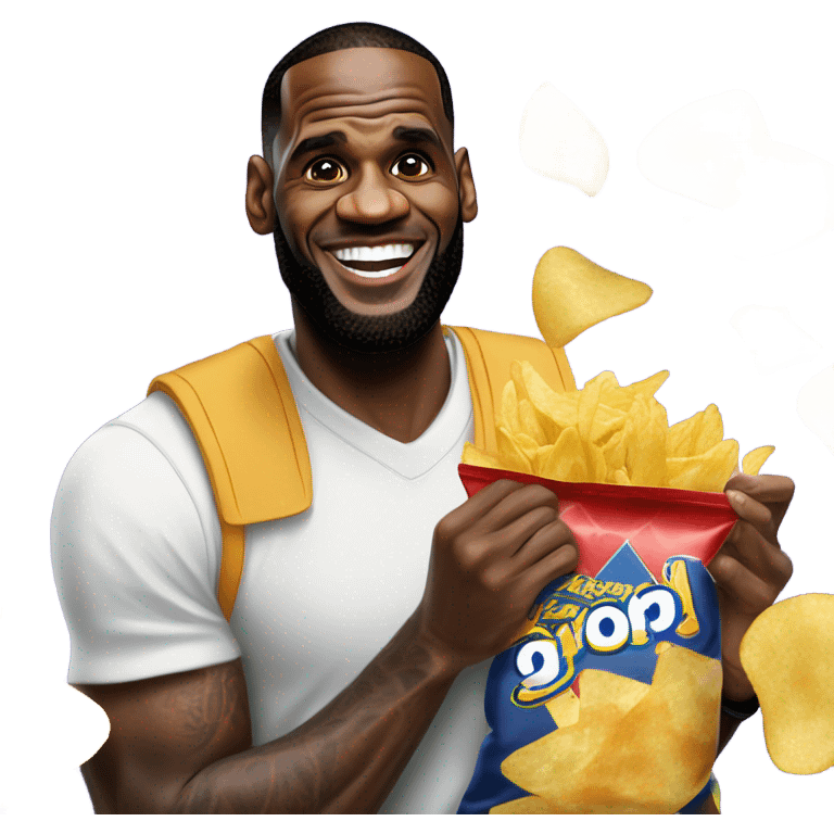 Lebron James eating chippy chips emoji