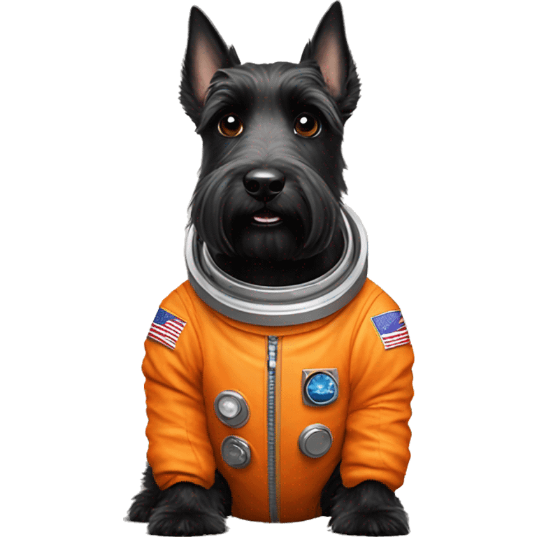 Scottish terrier dog in a orange space suit emoji