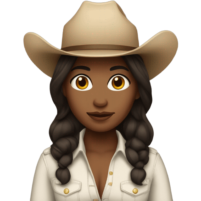 Light skin cow girl with dark brown hair  emoji