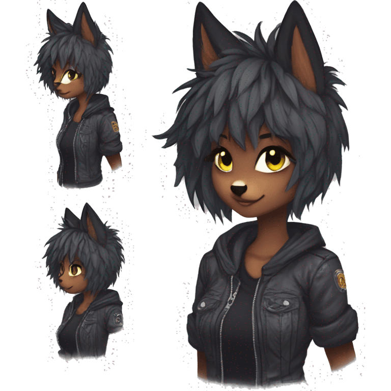 Edgy cute modern punk techwear anthro furry sona by Falvie, LiLaiRa, AngieWolf emoji