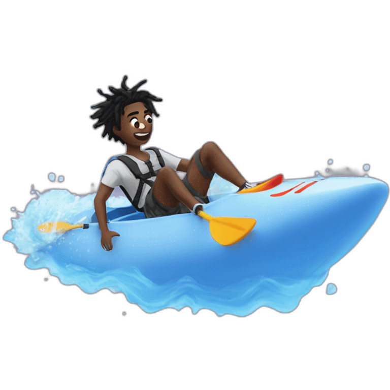 Playboi carti falling through the air in a kayak emoji