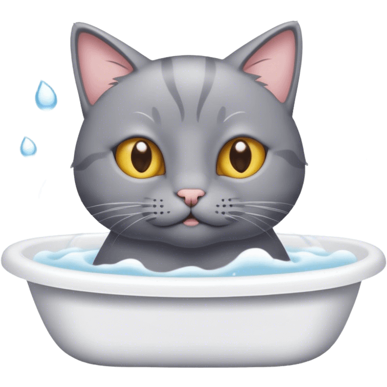 Grey Cat taking a bath emoji