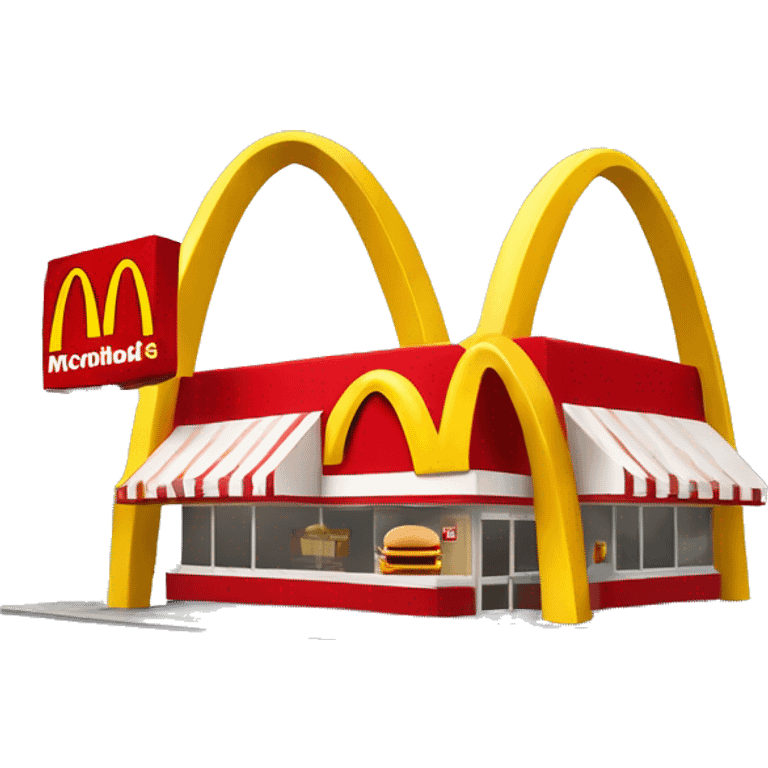 “McDonald’s store with the iconic golden arches, a red and yellow color scheme, and a simple, recognizable design that captures the essence of a fast food restaurant.” emoji