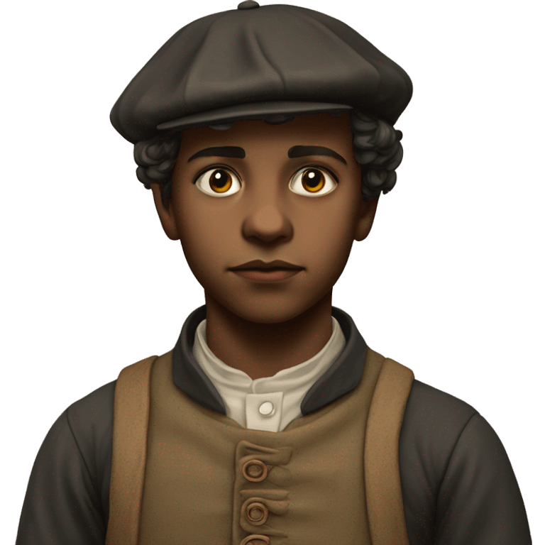 19th century peasant boy photorealistic serious emoji