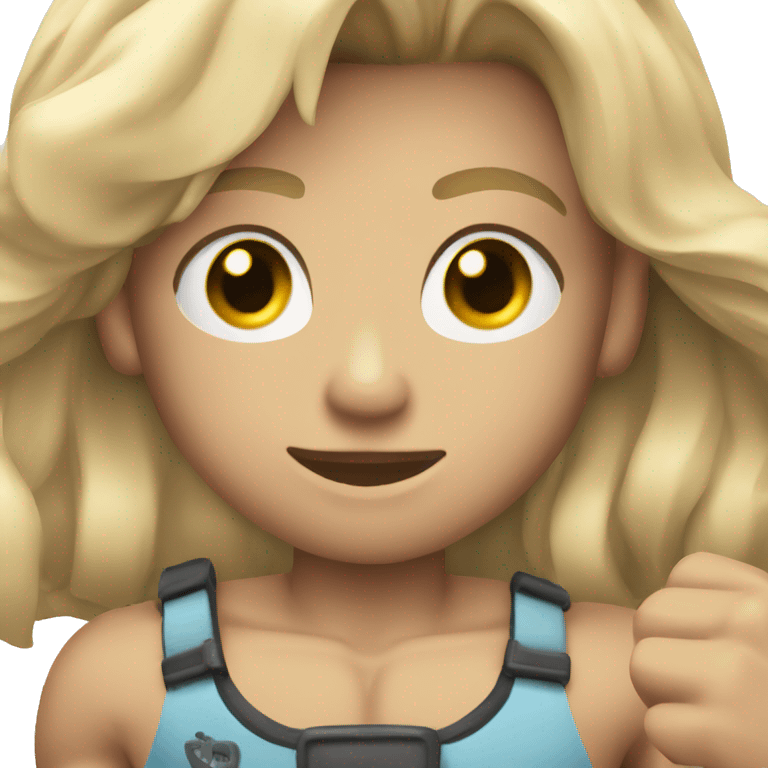 blonde muscular boy with armband emoji