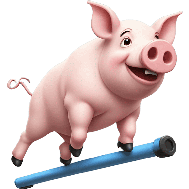 Pig sadly riding a pogo stick  emoji