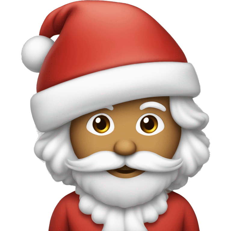 “An adorable Santa with a red suit, fluffy white beard, rosy cheeks, big eyes, and a red hat with a white pom-pom.” emoji