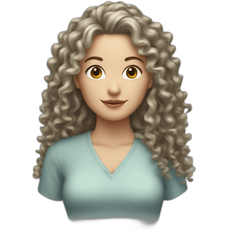 white woman with curly long hair emoji