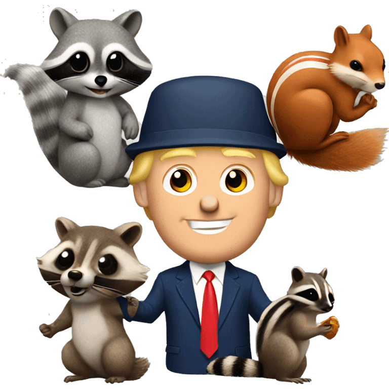 Donald trump holding a squirrel and raccoon  emoji