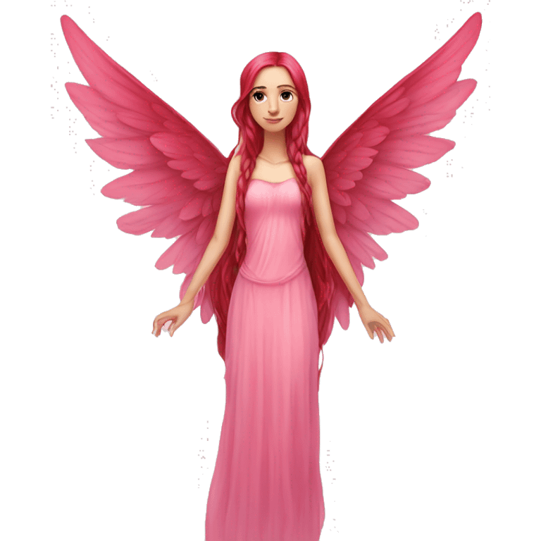 big wings, rose, pink, Beautiful, fairy, red, long hair emoji