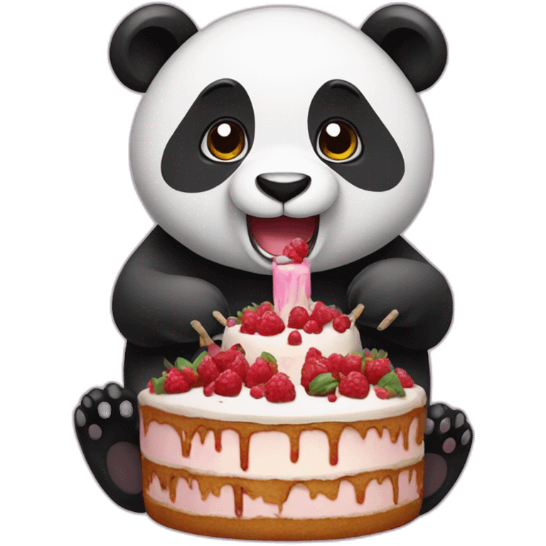 Un panda qui mange un gateau emoji