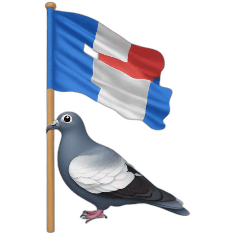 Un drapeau français avec un pigeon emoji