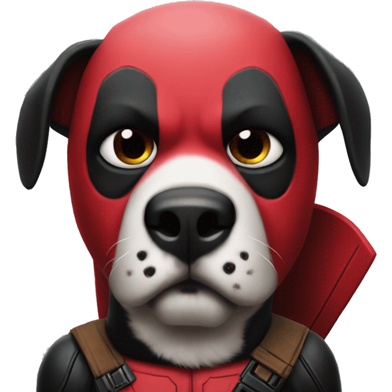 one Deadpool  dog Face with a Deadpool mask emoji