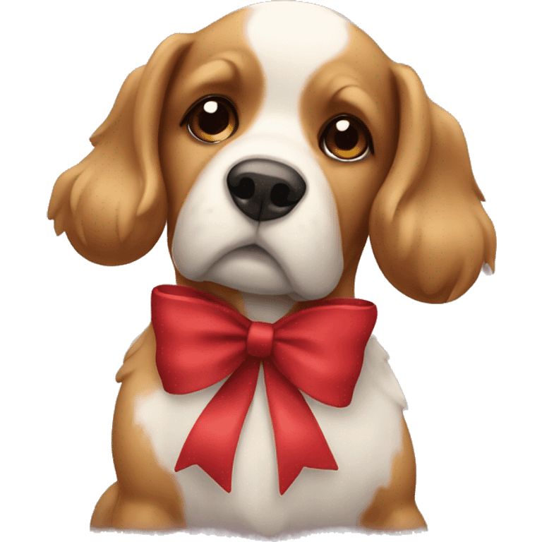 Christmas dog with bow  emoji