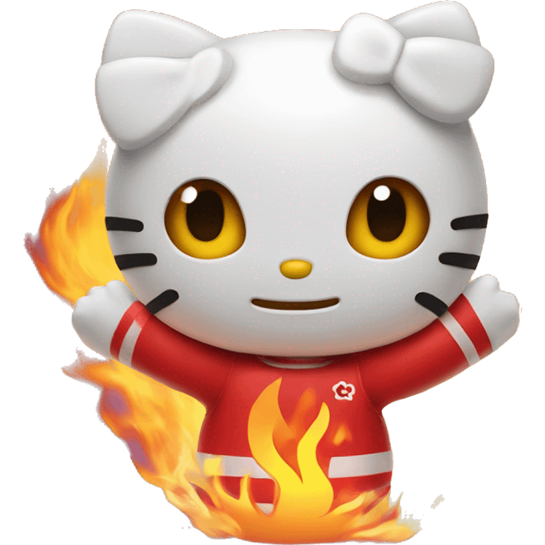 Hello kitty with fire in the background  emoji